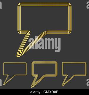 Golden line speech logo design set Stock Vector
