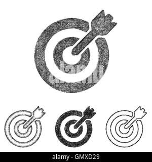Target icon set - sketch line art Stock Vector