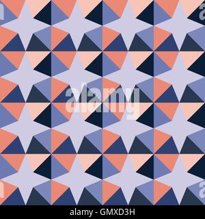 Vector Seamless Geometric Triangle Stars Purple Pink Pattern Stock Vector