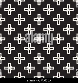 Vector Seamless Black And White Simple Cross Square Pattern Stock Vector