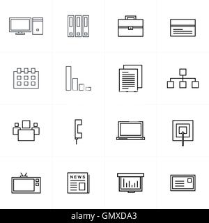 set of icons office , line style icon vector illustration design Stock ...