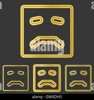 Golden sad face logo design set Stock Vector