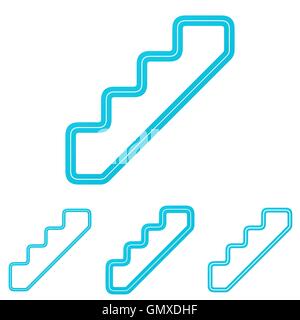 Cyan line stair logo design set Stock Vector