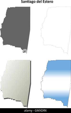 Santiago del Estero blank outline map set Stock Vector