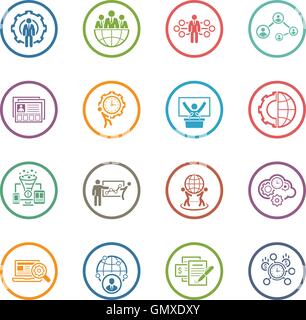 Set of flat design business icons, black and white style Stock Vector ...