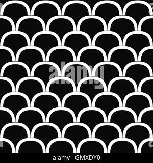 Seamless monochrome curved shape pattern Stock Vector