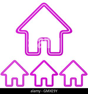 Magenta line house logo design set Stock Vector