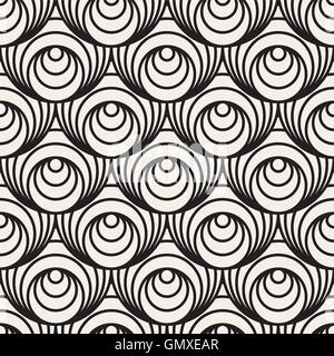 Vector Seamless Black And White Concentric Circles Optical Illusion Pattern Stock Vector