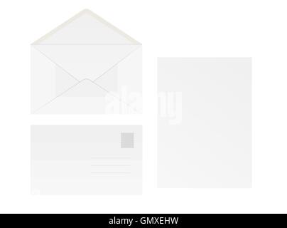 white blank envelope and paper Stock Vector