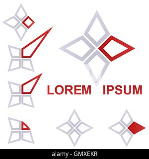 Grey and red business icon design set Stock Vector