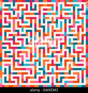 Vector Labyrinth Pink Orange Blue Maze Square on White Background Stock Vector