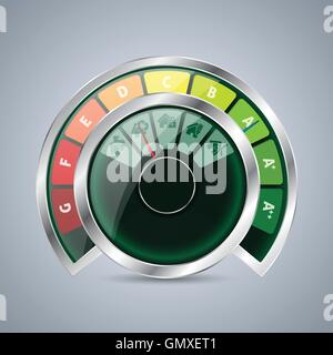 Energy class double gauge with house icons Stock Vector
