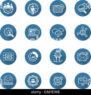 Flat Design Business Icons Set. Stock Vector