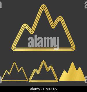 Golden line mountain logo design set Stock Vector