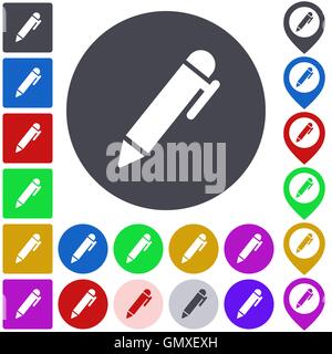 Color pen icon set Stock Vector