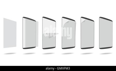 set apply screen protector tablet PC vector illustration Stock Vector
