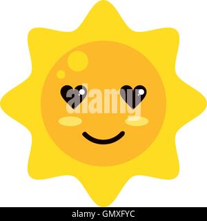 kawaii sun icon Stock Vector