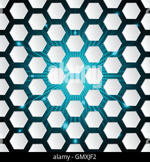 Abstract hexagon background with 3d and bursting effect Stock Vector
