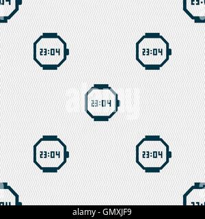 wristwatch icon sign. Seamless pattern with geometric texture. Vector Stock Vector