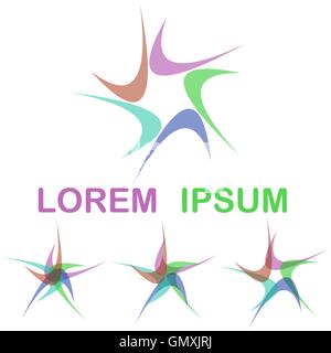 Abstract color curved tick logo set Stock Vector