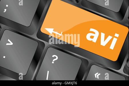 Closeup of avi key in a modern keyboard keys, vector illustration Stock Vector