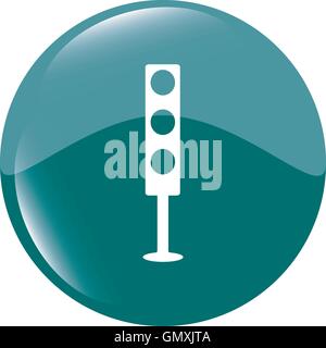 modern glossy icon depicting a traffic light icon isolated on white vector illustration Stock Vector