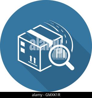 Package Tracking Icon. Flat Design. Stock Vector