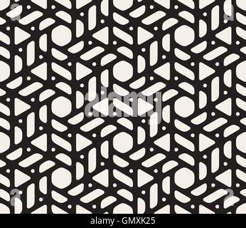 Vector Seamless Black and White Rounded Shapes Triangles and Circles Pattern Stock Vector