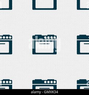 kitchen stove icon sign. Seamless pattern with geometric texture. Vector Stock Vector