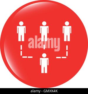 vector icon button with net of man inside, isolated on white Stock Vector