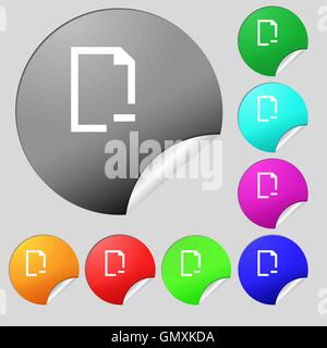 Remove Folder icon sign. Set of eight multi colored round buttons, stickers. Vector Stock Vector