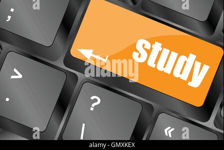 Education concept: computer keyboard with word study, selected focus on enter button background, vector illustration Stock Vector