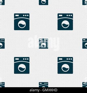Washing machine icon sign. Seamless pattern with geometric texture. Vector Stock Vector