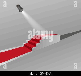 stairs with red carpet and light Stock Vector