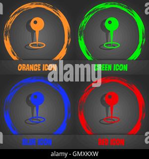 Map pointer icon. Fashionable modern style. In the orange, green, blue, red design. Vector Stock Vector