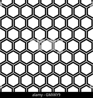 Repeating black and white hexagon pattern Stock Vector
