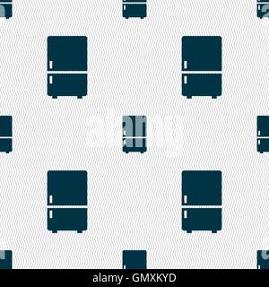 Refrigerator icon sign. Seamless pattern with geometric texture. Vector Stock Vector