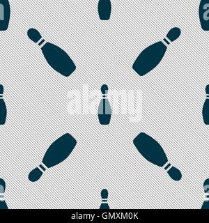 pin bowling icon sign. Seamless pattern with geometric texture. Vector Stock Vector