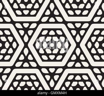 Vector Seamless Black and White Rounded Line Geometric Lace Pattern Stock  Vector