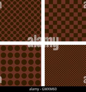 Dark brown geometric shape wallpaper set Stock Vector