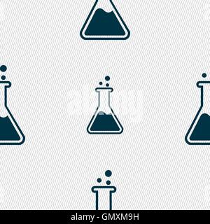 Flask  icon sign. Seamless pattern with geometric texture. Vector Stock Vector