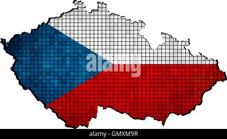 Czech map with flag inside Stock Vector