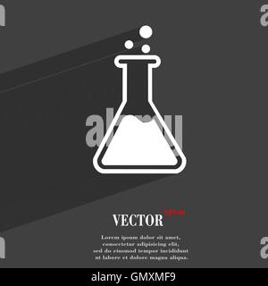 Flask  symbol Flat modern web design with long shadow and space for your text. Vector Stock Vector
