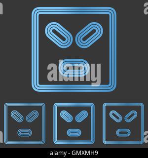 Blue line anger logo design set Stock Vector