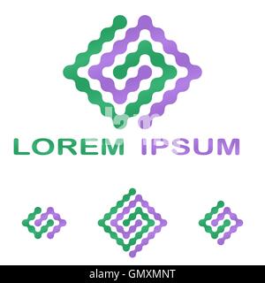 Green purple science, technology company symbol set Stock Vector