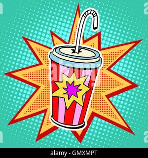 Cola paper cup straw fast food Stock Vector
