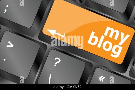 My blog button on the keyboard key close-up, keyboard keys, vector illustration Stock Vector