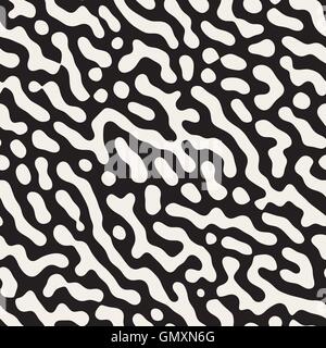 Vector Seamless Black and White Random Rounded Drips Pattern Stock Vector