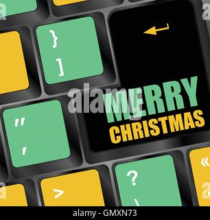 Computer Keyboard with Merry Christmas Key vector illustration Stock Vector