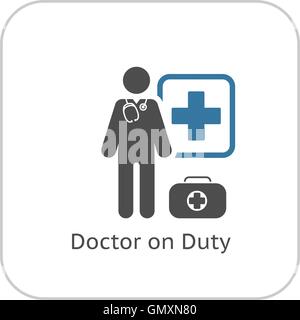Doctor on Duty Icon. Flat Design Stock Vector Image & Art - Alamy
